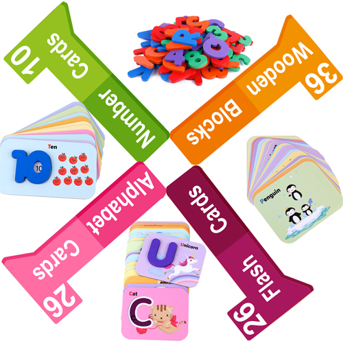 Alphabet Flash Cards Games with Wooden Number ABC Letters