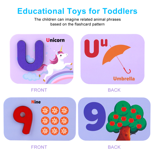 Alphabet Flash Cards Games with Wooden Number ABC Letters