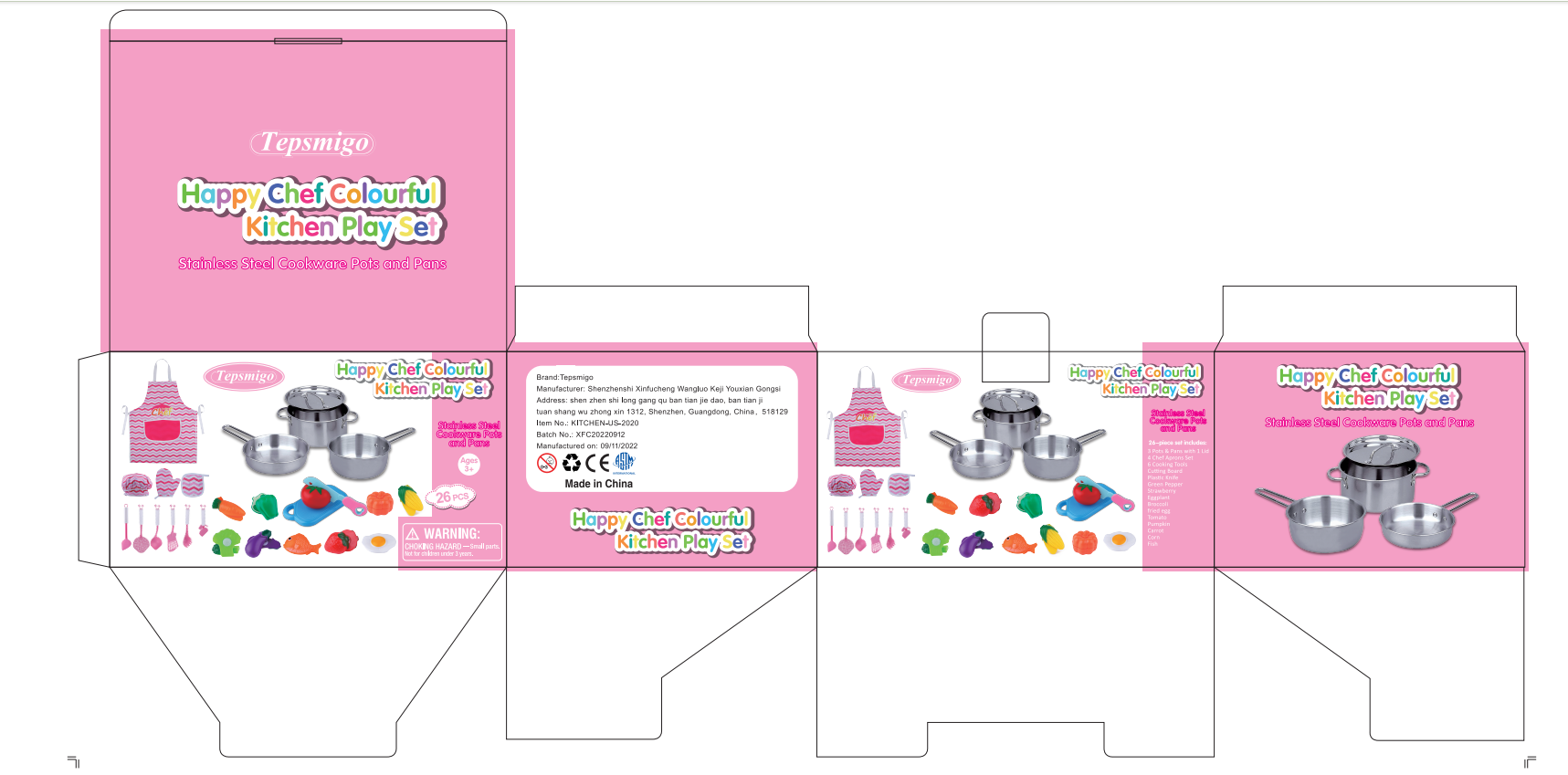 TEPSMIGO Kids Kitchen Playset, Pretend Play Cooking Toys wit