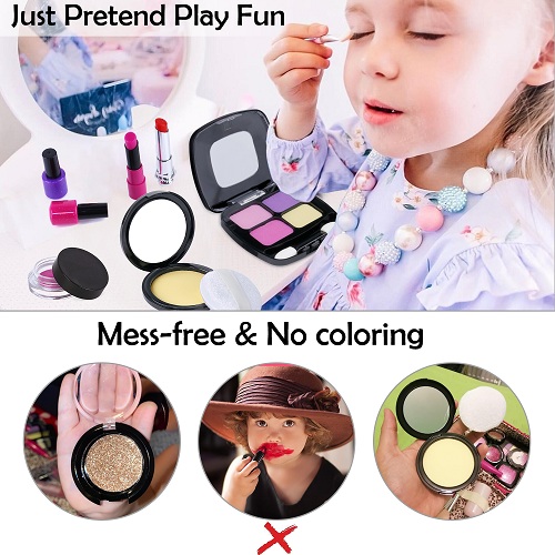TEPSMIGO Pretend Makeup Kit for Girls,Kids Pretend Play Makeup Set 