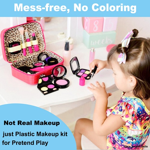TEPSMIGO Pretend Makeup Kit for Girls,Kids Pretend Play Makeup Set 