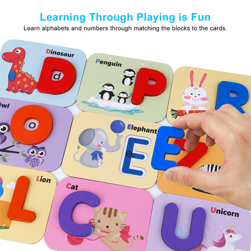 Alphabet Flash Cards Games with Wooden Number ABC Letters