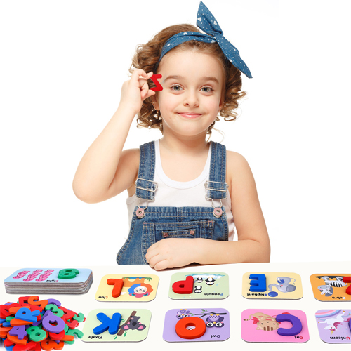 Alphabet Flash Cards Games with Wooden Number ABC Letters