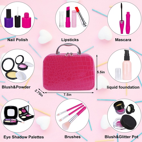 TEPSMIGO Pretend Makeup Kit for Girls,Kids Pretend Play Makeup Set 