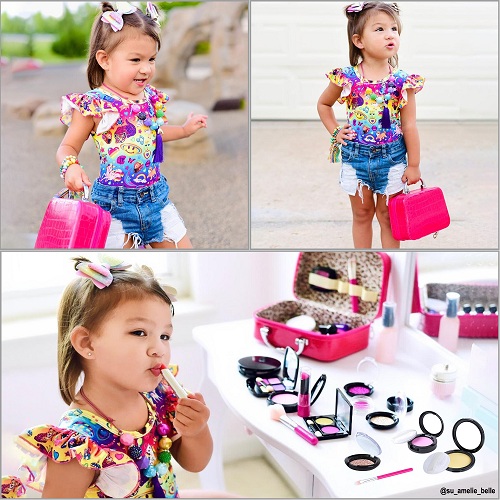 TEPSMIGO Pretend Makeup Kit for Girls,Kids Pretend Play Makeup Set 